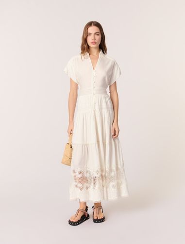 Robe Longue Brodée À Volants - Blanc - Maje - Modalova