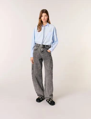 Chemise En Popeline Avec Strass - Maje - Modalova