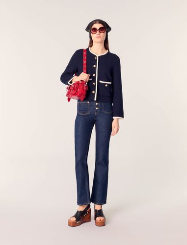Cardigan En Laine Mélangée - Bleu - Maje - Modalova