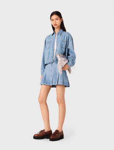 Chemise Courte En Jean Strassée - Maje - Modalova
