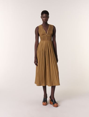 Robe Plissée Et Décolleté Bijoux - Vert - Maje - Modalova