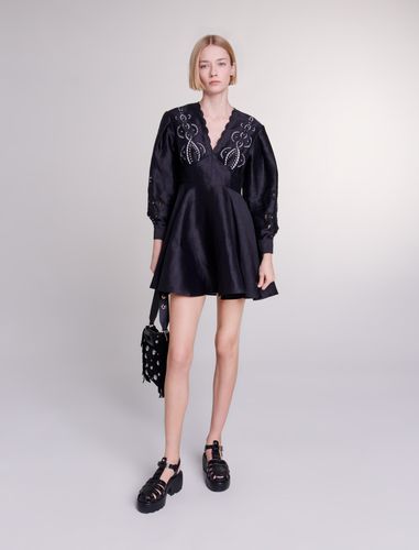 Robe Courte En Lin À Broderies - Maje - Modalova