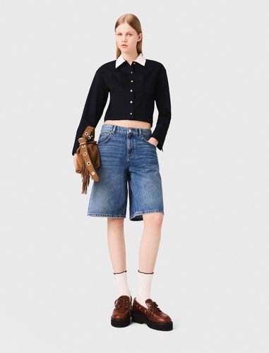Chemise Courte En Popeline - Bleu - Maje - Modalova