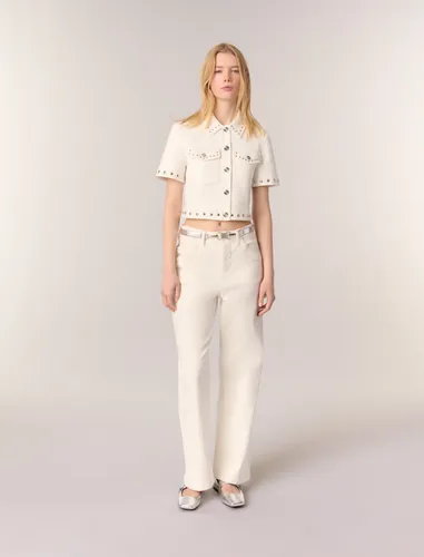 Cardigan Court À Studs - Blanc - Maje - Modalova