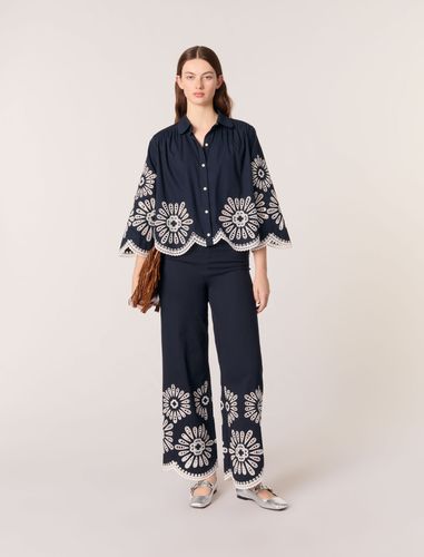 Chemise Courte Avec Détails Crochet - Bleu - Maje - Modalova