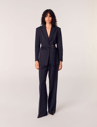 Veste Tailleur Avec Dos Plissé - Bleu - Maje - Modalova