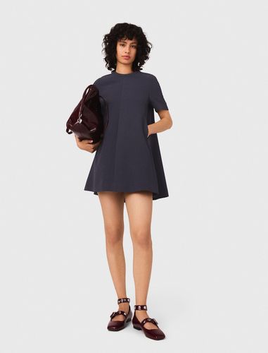 Robe Trapèze En Crêpe Lourd - Bleu - Maje - Modalova