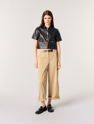 Pantalon Large En Coton - Beige - Maje - Modalova