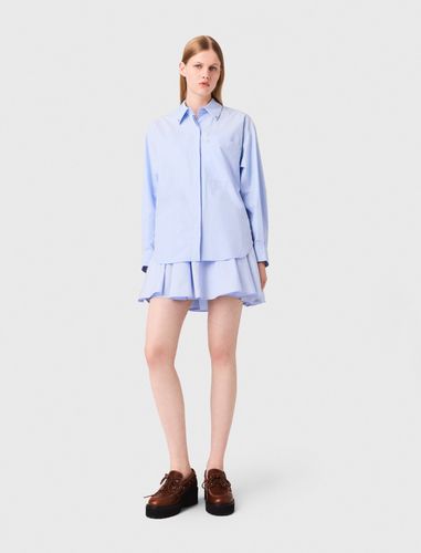Chemise Longue En Popeline - Bleu - Maje - Modalova