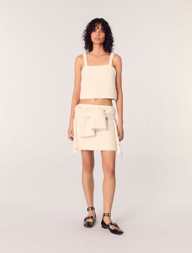 Top Court En Maille Effet Tweed - Blanc - Maje - Modalova