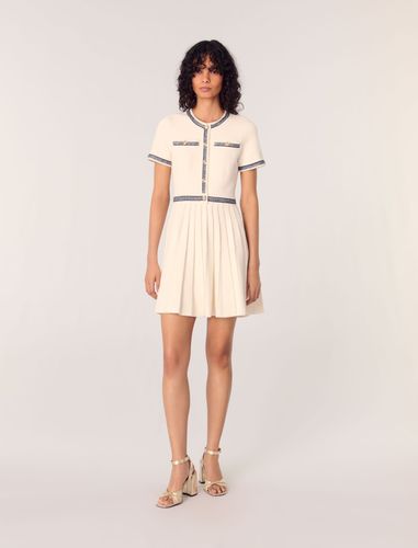 Robe Courte En Maille Plissée - Blanc - Maje - Modalova