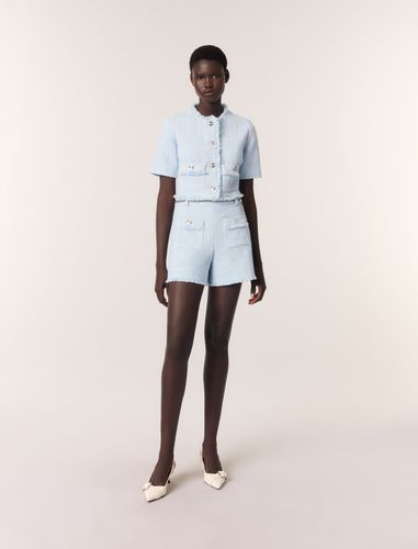Short En Tweed Avec Ceinture - Bleu - Maje - Modalova