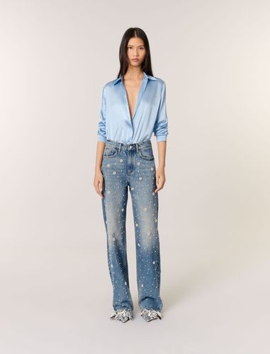 Chemise En Soie - Bleu - Maje - Maje - Modalova