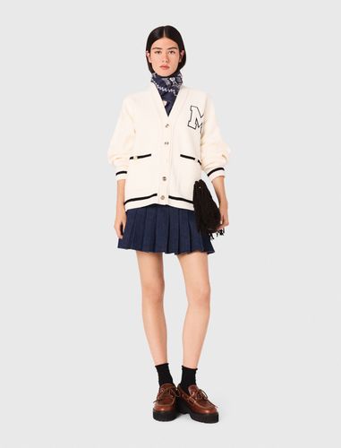Cardigan Long Avec Broderie - Blanc - Maje - Modalova