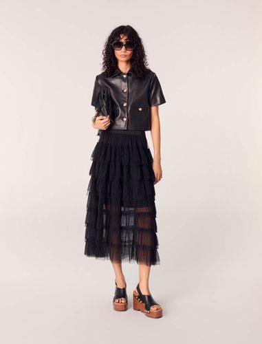 Veste Courte En Cuir - Noir - Maje - Maje - Modalova