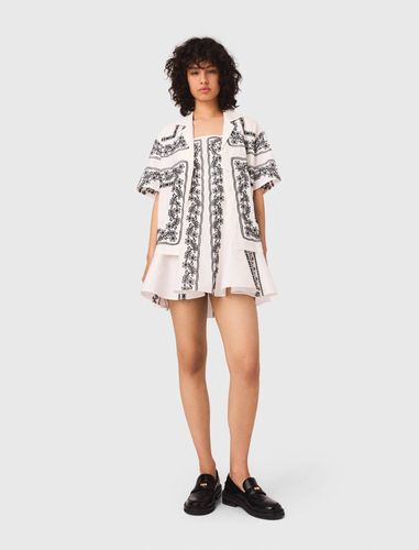 Chemise Manches Courtes Brodée - Beige - Maje - Modalova