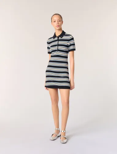 Robe Polo En Maille À Rayures - Maje - Modalova