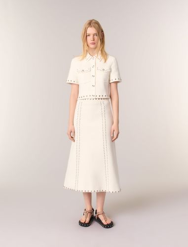 Jupe Midi En Maille À Studs - Blanc - Maje - Modalova