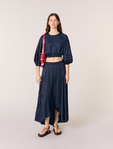 Jupe Longue Satinée - Bleu - Maje - Modalova