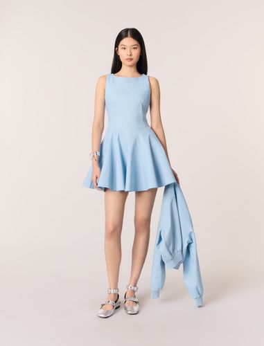 Robe Courte Évasée En Coton - Bleu - Maje - Modalova