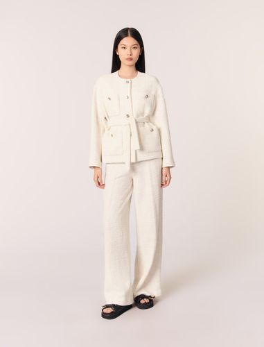 Veste Ceinturée En Tweed - Blanc - Maje - Modalova