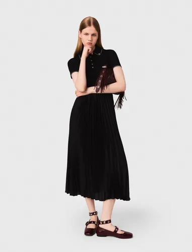 Robe Longue Plissée Avec Col Polo - Maje - Modalova