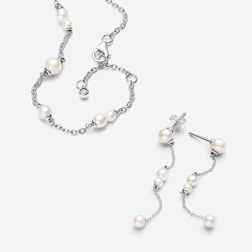 Parure Pendants d'Oreilles & Bracelet Chaîne Perle de Culture d'Eau Douce Traitée - Pandora - Modalova