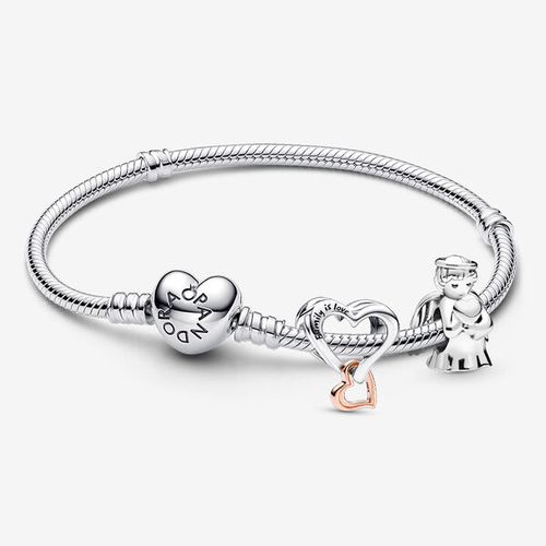 Bracelet Composé Ange de l'Amour & Cœur Infini Ajouré Bicolore - Pandora - Modalova