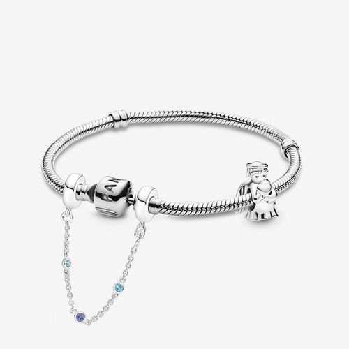 Bracelet Composé Ange de l'Amour & Chaîne Triple Pierre Bleue - Pandora - Modalova