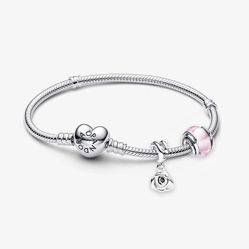 Bracelet Composé Pendant & Charm Murano Rose - Pandora - Modalova