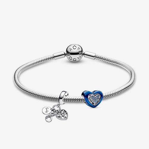 Bracelet Composé Coeur Bleu et Famille - Pandora - Modalova