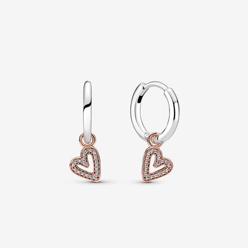 Boucles d'Oreilles Créoles Pendantes Esquisse de Cœur Scintillantes - Pandora - Modalova