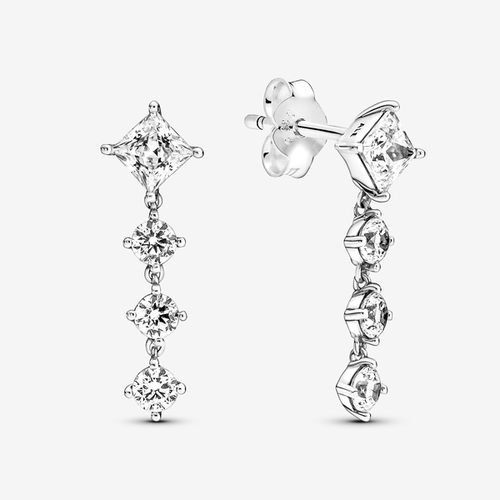 Boucles d'Oreilles Pendantes Ronds & Carrés Scintillants - Pandora - Modalova