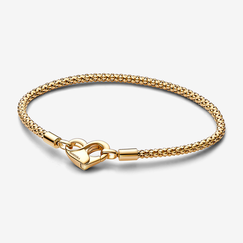Bracelet Maille Cloutée Moments doré à l'or 585/1000e - Pandora - Modalova