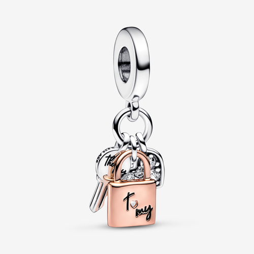 Charm Pendant Triple Clé, Cadenas & Cœur Bicolore - Pandora - Modalova