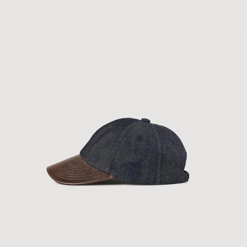 Casquette en denim et cuir - Sandro Paris - Modalova