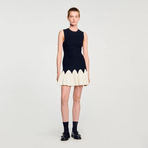 Robe courte en maille bicolore - Sandro Paris - Modalova