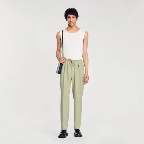 Pantalon droit élastiqué - Sandro Paris - Modalova