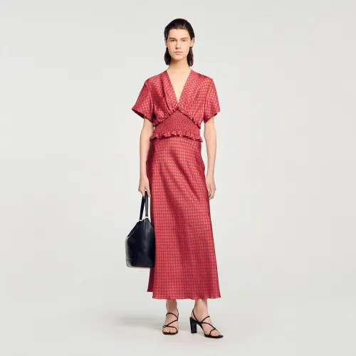Robe longue imprimé foulard - Sandro Paris - Modalova