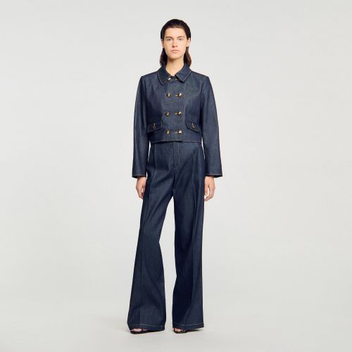 Pantalon de tailleur en denim - Sandro Paris - Modalova