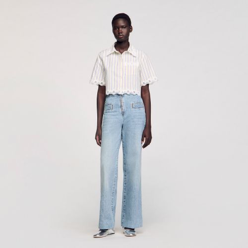 Chemise courte à rayures - Sandro Paris - Modalova
