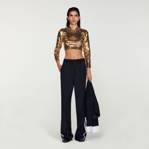 Pull court en maille sequins - Sandro Paris - Modalova