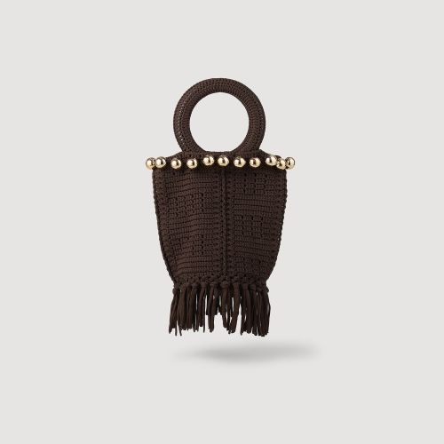 Petit sac en crochet perlé et frangé - Sandro Paris - Modalova