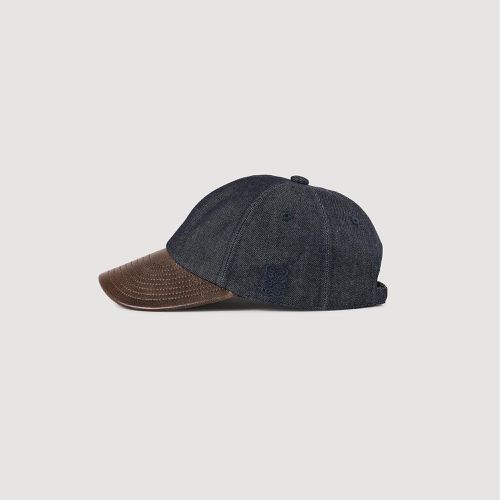 Casquette en denim et cuir - Sandro Paris - Modalova