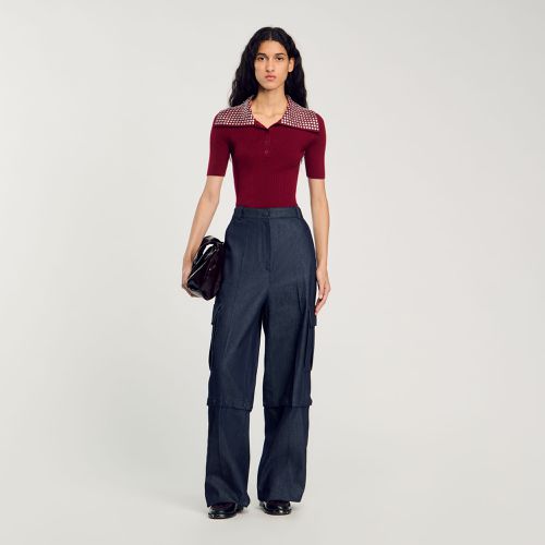 Pantalon cargo modulable en jean - Sandro Paris - Modalova