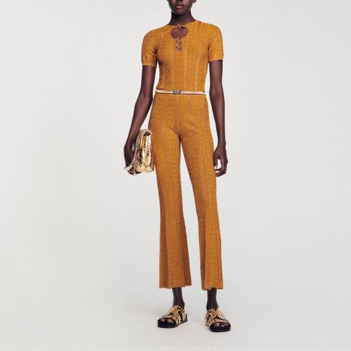 Pantalon en maille métallisée - Sandro Paris - Modalova