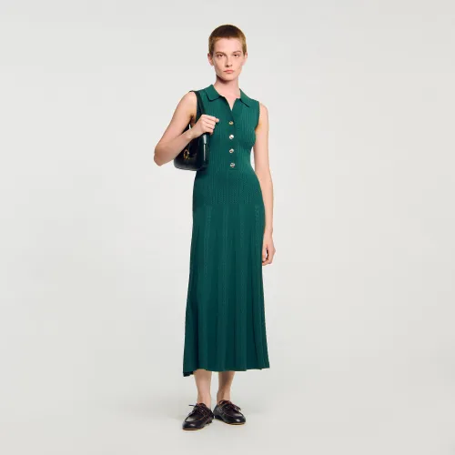Robe en maille à col polo - Sandro Paris - Modalova