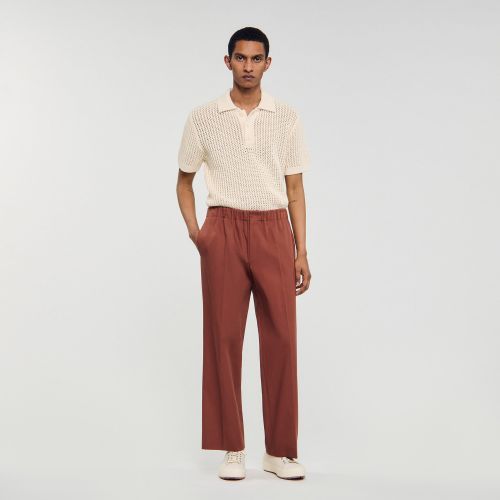 Pantalon large coton élastiqué - Sandro Paris - Modalova