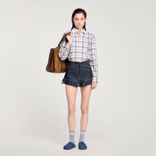 Short en jean brut - Sandro Paris - Modalova