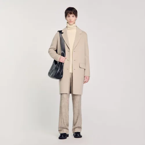 Manteau droit en laine - Sandro Paris - Modalova